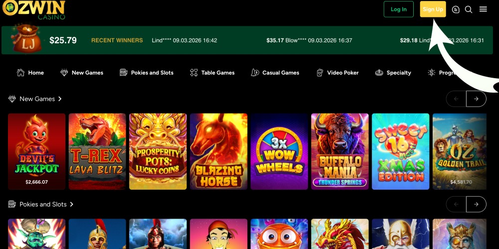 open the main website and click sign up